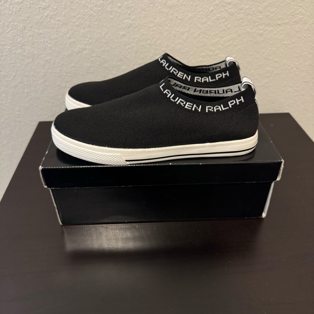Lauren Ralph Lauren Women's Black Knit Jordyn Slip-On Sneakers Shoes Size 5.5B - Picture 2 of 3